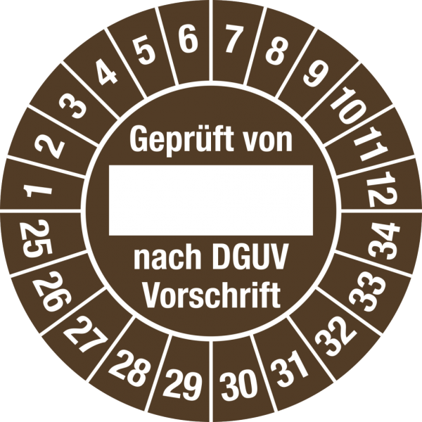 Dreifke® Prüfplakette Geprüft...DGUV Vorschrift, 2025-2034, Folie, Ø 30 mm,10 Stück/Bogen