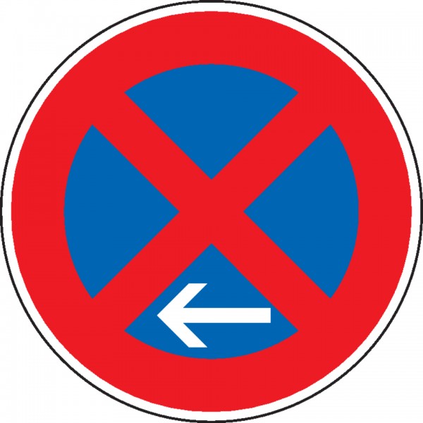 Schild I Verkehrszeichen Absolutes Haltverbot Ende, Nr.283-20/11, links, Aluminium RA2, Ø 600mm, DIN 67520
