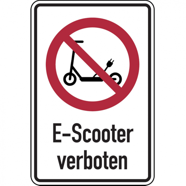Dreifke® Verbotsschild, Kombischild, E-Scooter verboten - praxisbewährt | Aluverbund | 200x300 mm, 1 Stk