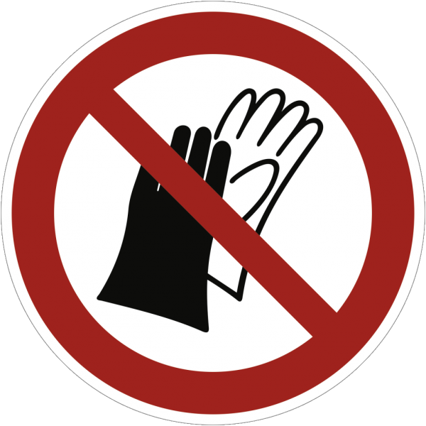Dreifke® Aufkleber (Folie) &quot;Benutzen von Handschuhen verboten&quot;, Ø20cm, Folie selbstklebend, 1 Stück, Gebotszeichen (P028) gem. ISO 7010