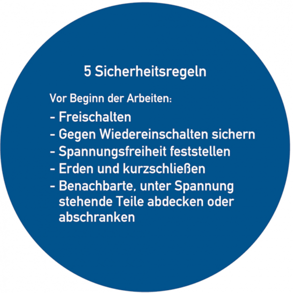 Dreifke® Aushang, 5 Sicherheitsregeln (kreisförmig) - deutsch | Folie selbstklebend | 200x0 mm, 1 Stk