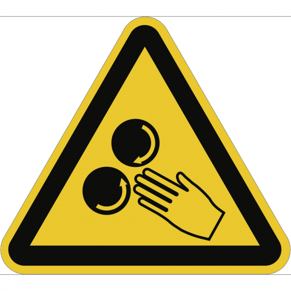 Dreifke® Aufkleber Warnung vor rotierenden Walzen, Folie, 100 mm SL