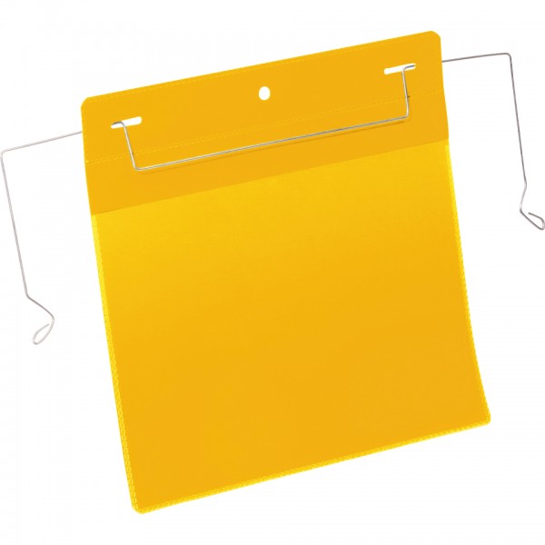 DURABLE Dokumententasche, mit Drahtbügel, gelb/tranparent, A5, Querformat, 50/VE