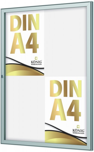 Dreifke® Schaukasten Keitum 4x DIN A4 | Hochformat | wetterfest | abschließbar | Acrylglas | Alu silber