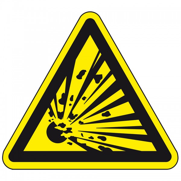 Dreifke® Aufkleber I Warnschild Warnung vor explosionsgefährlichen Stoffen, Folie, SL 200mm, ASR A1.3, DIN EN ISO 7010 W002