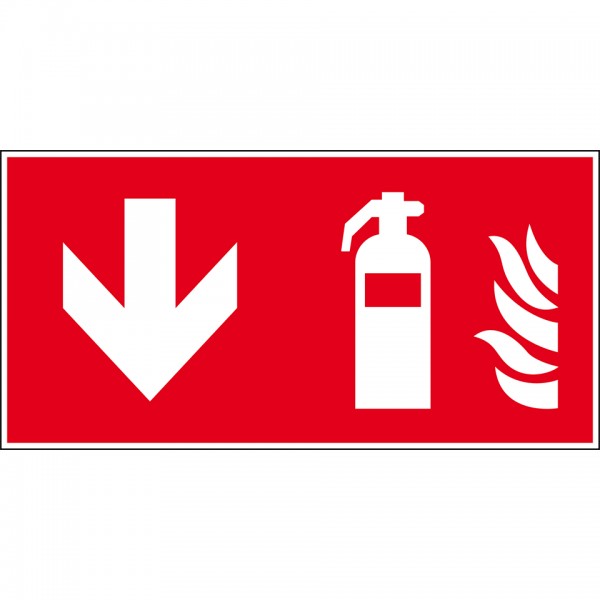 Aufkleber I Brandschutzzeichen Feuerlöscher unten, Folie, selbstklebend, 300x150mm, ASR A1.3, DIN EN ISO 7010 F001