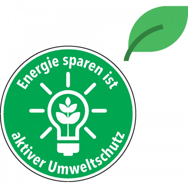 Dreifke® Aufkleber | Hinweisschild Energie sparen ist Umweltschutz, KRO, ökologische Folie, Ø 100mm