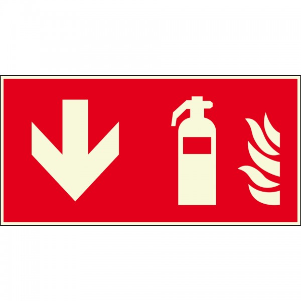 Schild I PERMALIGHT plus langnachleuchtend Brandschutzz. Feuerlöscher unten, Kunststoff, 300x150mm, ASR A1.3 DIN EN ISO 7010 F001