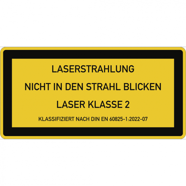 Dreifke® Aufkleber LASER KLASSE 2 DIN 60825-1, Textschild, Folie, 105x52 mm