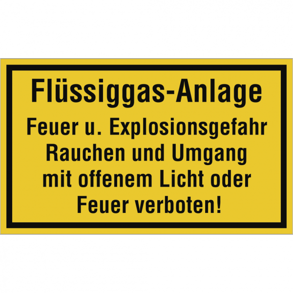 Dreifke® Schild Flüssiggas-Anlage Feuer und Explosionsgefahr..., Kunststoff, 250x150 mm