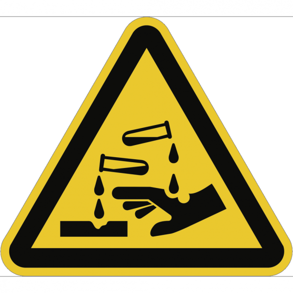 Dreifke® Schild Warnung vor ätzenden Stoffen ISO 7010, Alu, 200 mm SL