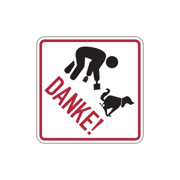 Dreifke® Hinweisschild, Piktogramm Hundekot aufsammeln, Danke, 200x200 mm, Aluverbund, Aluverbund 1 Stk.