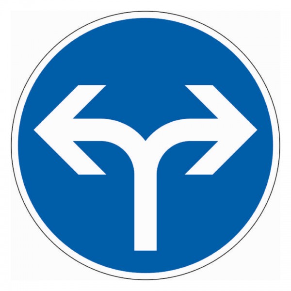 Schild I Verkehrszeichen Vorgeschr.Fahrtrichtung rechts/links, Nr.209-31, Aluminium RA1, Ø 600mm