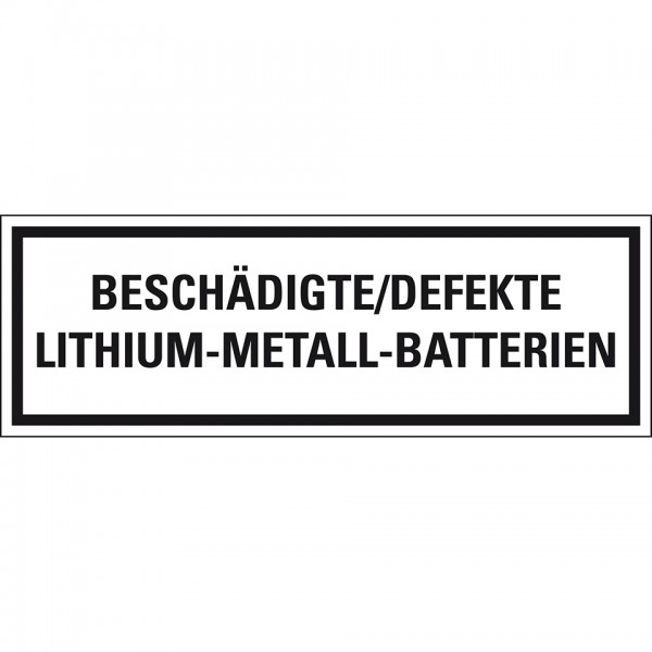 Dreifke® Aufkleber I Verpackungszeichen Defekte Lithium Metall.., deutsch, Folie, seewasserbeständig, 500/Rolle, IMDG-Code, GGVSEB, ADR