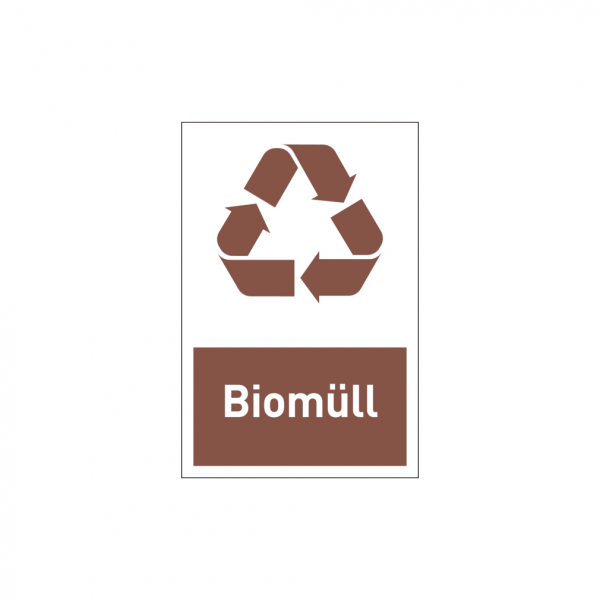 Dreifke® Aufkleber Design-Recyclingschild: Biomüll, Folie selbstklebend, 150 x 100 mm, Folie selbstklebend 1 Stk.