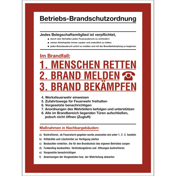 Dreifke® Schild Betriebs-Brandschutzordnung, Kunststoff, 300x400 mm