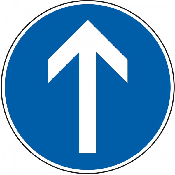 Schild I Verkehrszeichen Fahrtrichtung geradeaus, Nr.209-30, Aluminium RA2, reflektierend, Ø 600mm, DIN 67520, nach StVO