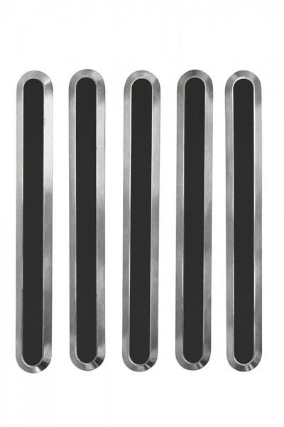 Leitstreifen aus Edelstahl 3,5 x 28,5 cm, Füllung schwarz, 10 Stück | Bodenleitsystem, Stufenmarkierung