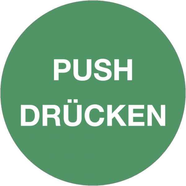 Dreifke® Aufkleber Piktogramm Push/Drücken, Folie, Ø 100 mm