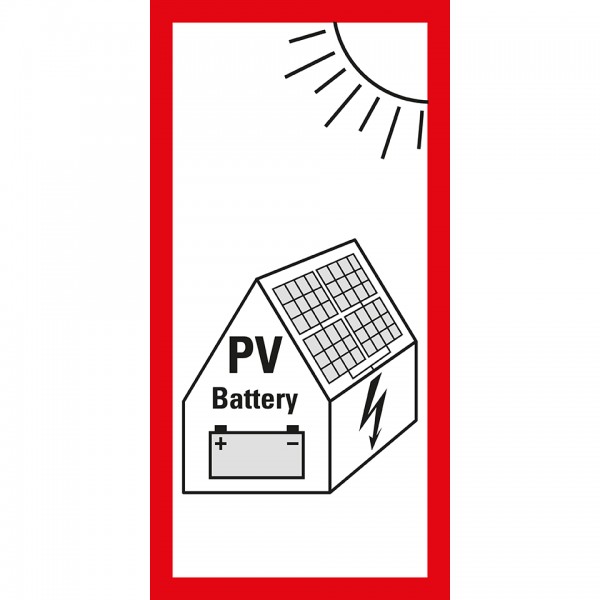 Hinweisschild Photovoltaikanlage mit Batteriespeicher VDE-AR Folie 200x100mm VDE