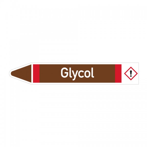 Dreifke® Aufkleber I RKZ-Etikett Glycol, links, DIN, braun/weiß/rot, für Ø 60-90mm, 310x52mm, 3 Stück