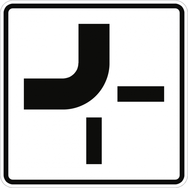 Verkehrsschild VZ1002-11, Verlauf der Vorfahrtstraße an Kreuzungen, Alu, RA2, 420x420 mm