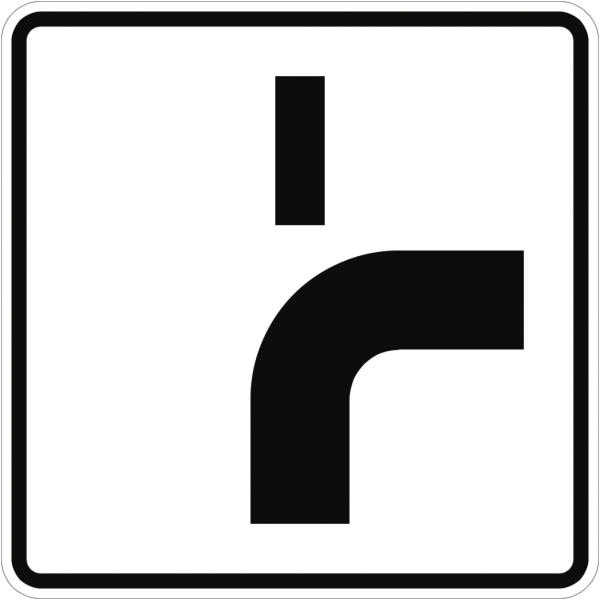 Verkehrsschild VZ1002-22, Verlauf der Vorfahrtstraße an Einmündungen, Alu, RA1, 420x420 mm