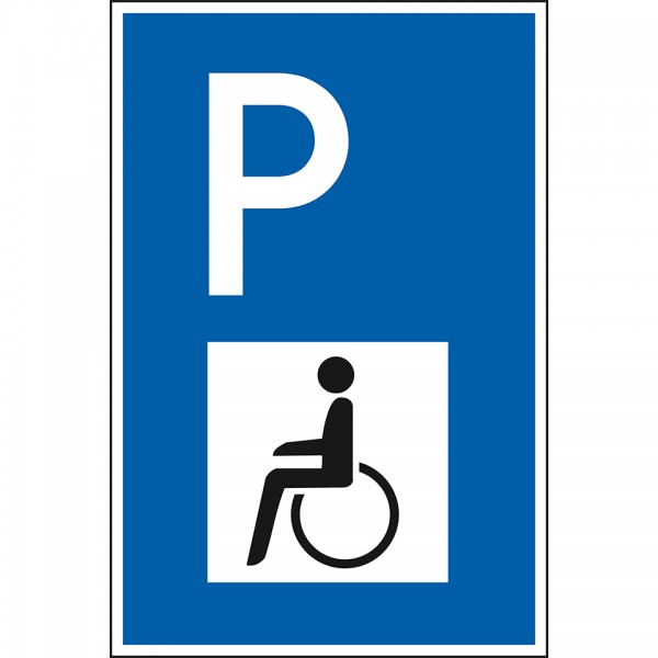 Dreifke® Schild I Parkplatzschild mit Behindertensymbol, spitze Ecken, Kunststoff, 250x400mm