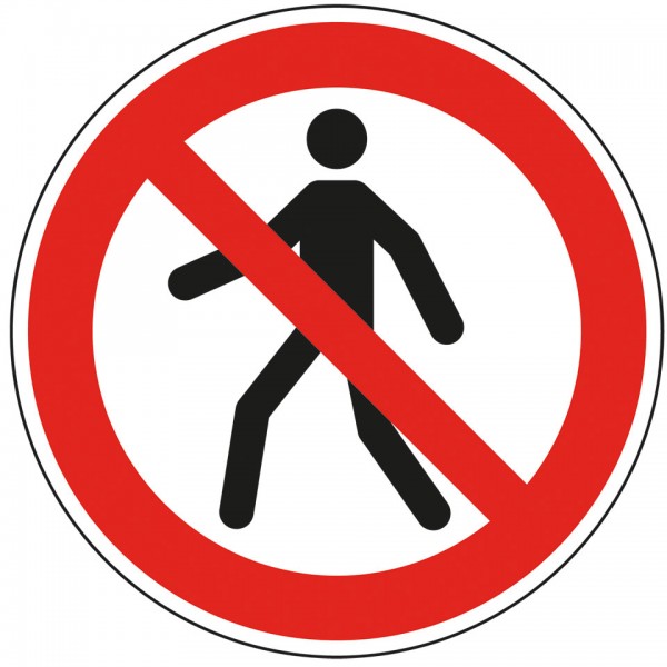 Dreifke® Kunststoff-Schild &quot;Für Fußgänger verboten&quot;, Ø30cm, 1 Stück, Gebotszeichen (P004) gem. ISO 7010