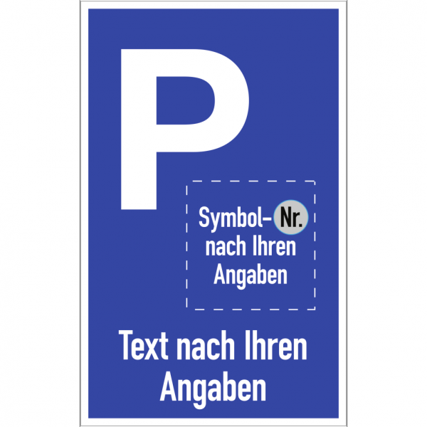 Dreifke® Parkplatzschild - Text und Symbol nach Ihren Angabe, Alu, 250x400 mm