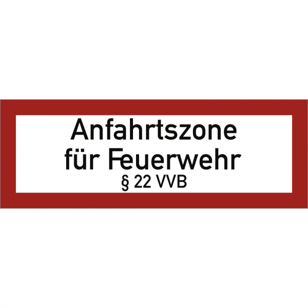 Dreifke® Schild Anfahrtszone für Feuerwehr § 22 VVB, Alu, 594x210 mm