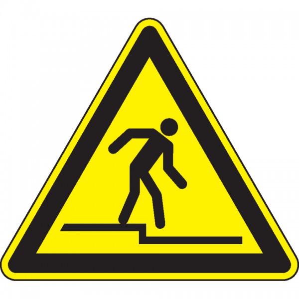 Dreifke® Schild I Warnschild Warnung vor Abwärtsstufe, ISO, Kunststoff, SL 300mm