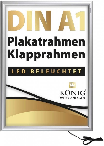 Dreifke® LED Plakatrahmen DIN A1 | LED beleuchtet | 25 mm Alu Profil | entspiegelt
