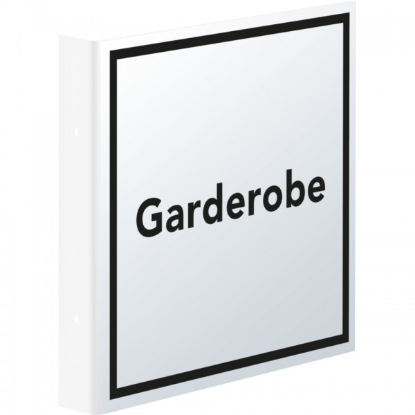 Dreifke® Schild I Tür-Fahnenschild Garderobe, Kunststoff, 150x150mm
