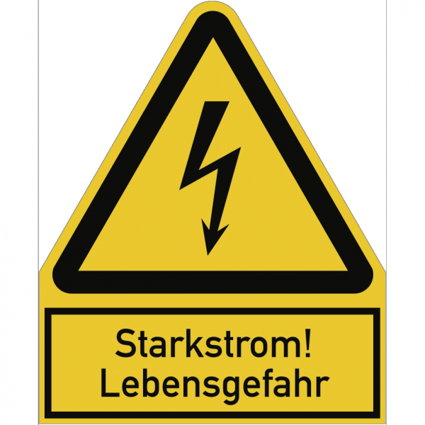 Dreifke® Starkstrom! Lebensgefahr, Kombischild, Folie, 100x122 mm