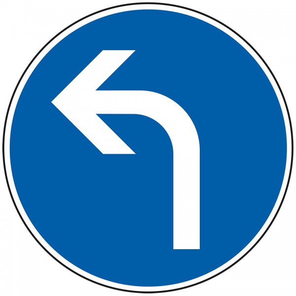 Schild I Verkehrszeichen Fahrtrichtung links, Nr.209-10, Aluminium RA2, reflektierend, Ø 600mm, DIN 67520, nach StVO
