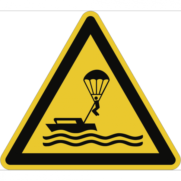 Dreifke® Schild Warnung vor Parasailing ISO 20712-1, Alu, 400 mm SL