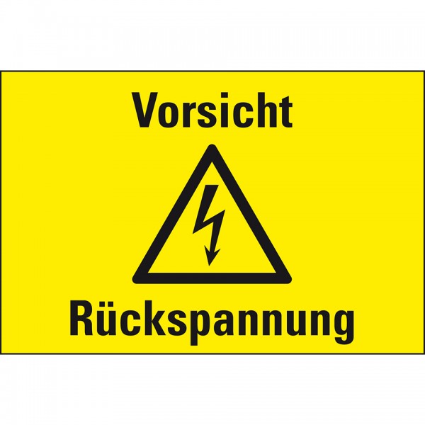 Dreifke® Schild I Warn-Kombischild Vorsicht! Rückspannung, Resopal, 200x120mm
