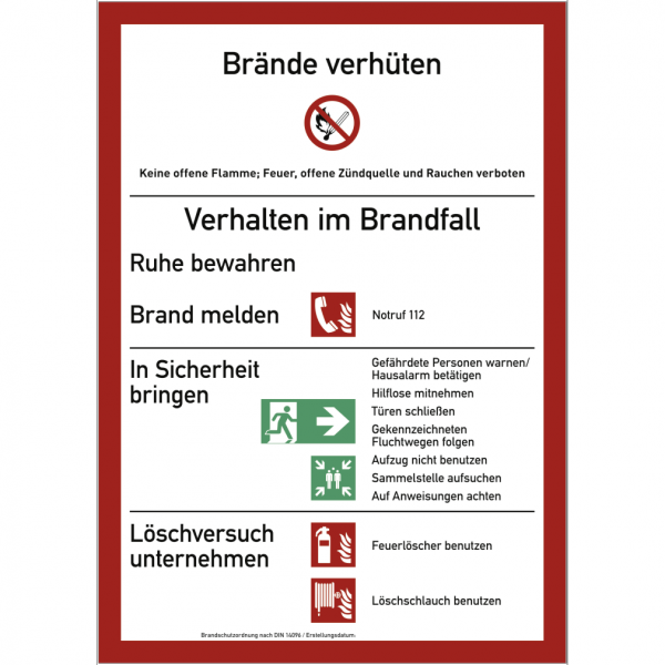 Dreifke® Schild Brandschutzordnung (ohne Handfeuermelder),Teil A (2014), Kunststoff, 210x297 mm