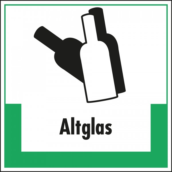 Dreifke® Schild I Abfallkennzeichen Altglas, mit Symbol und Text, Kunststoff, 200x200mm