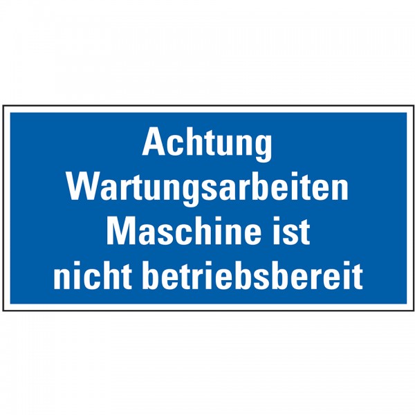 Dreifke® Schild I Maschinen-Hinweisschild Achtung Wartungsarb.!..., blau/weiß, Magnetfolie, 300x150mm