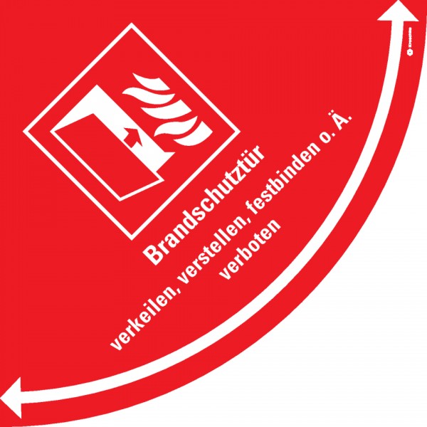 Dreifke® Aufkleber I Sicherheitsbodenmarkierung Brandschutztür, R9, 750x750mm, DGUV F007, ISO 7010