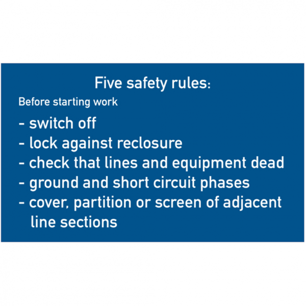 Dreifke® Aushang, 5 Sicherheitsregeln der Elektrotechnik - englisch | PVC | 200x120 mm, 1 Stk