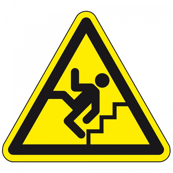Dreifke® Schild I Warnschild Warnung vor Stolpergefahr auf der Treppe, praxisbewährt, Kunststoff, SL 200mm