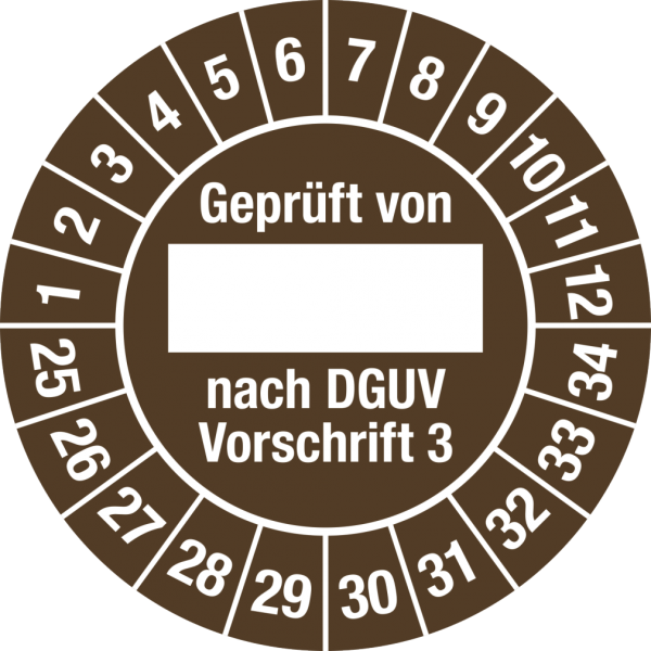 Dreifke® Prüfplakette Geprüft...DGUV Vorschrift 3, 2025-2034, Folie, Ø 25 mm, 10 Stück/Bogen
