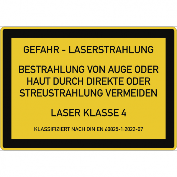Dreifke® Aufkleber LASER KLASSE 4 DIN 60825-1, Textschild, Folie, 200x140 mm