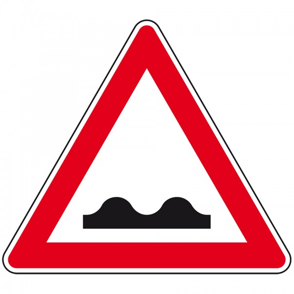 Schild I Verkehrszeichen Unebene Fahrbahn, Nr.112, Aluminium RA2, reflektierend, SL 900mm, DIN 67520, nach StVO