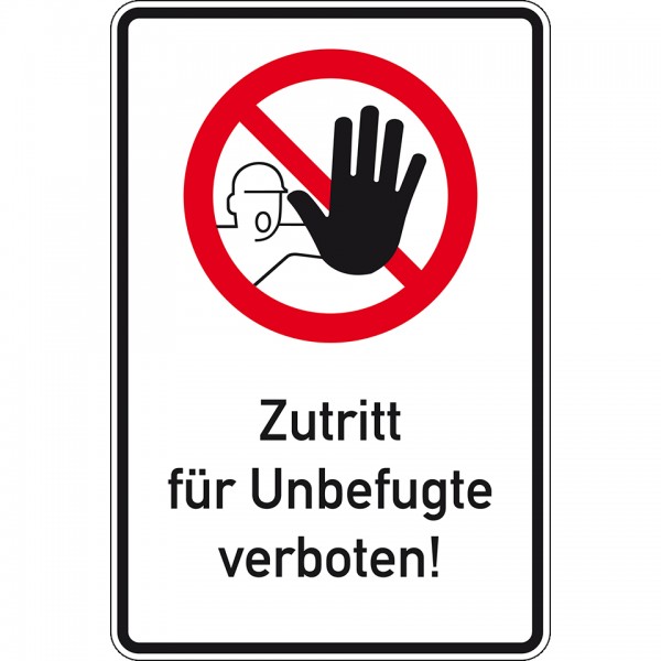 Dreifke® Schild I Kombischild Zutritt für Unbefugte verboten, Aluminium RA0, reflektierend, 600x900mm, DIN 67520, nach StVO