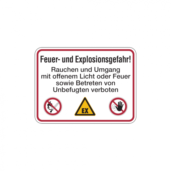 Dreifke® Hinweisschild, Feuer- u. Explosionsgefahr!, 300 x 400 mm, Aluminium geprägt, Alu geprägt 1 Stk.