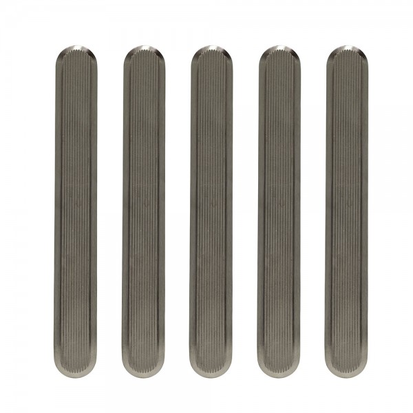 Leitstreifen aus Edelstahl 3,5 x 28 x 0,5 cm, gerillt, mit Stiften, 10 Stück | Bodenleitsystem, Stufenmarkierung
